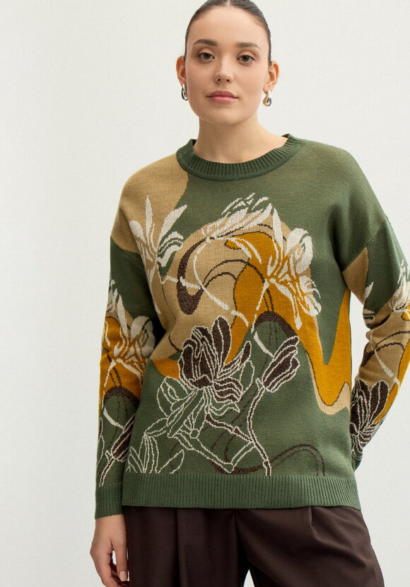 Джемпер с цветочно-абстрактным принтом шир.  580, рис. 26