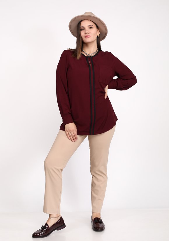 Блуза с контрастной планкой и карманом шир.  580, рис. 11