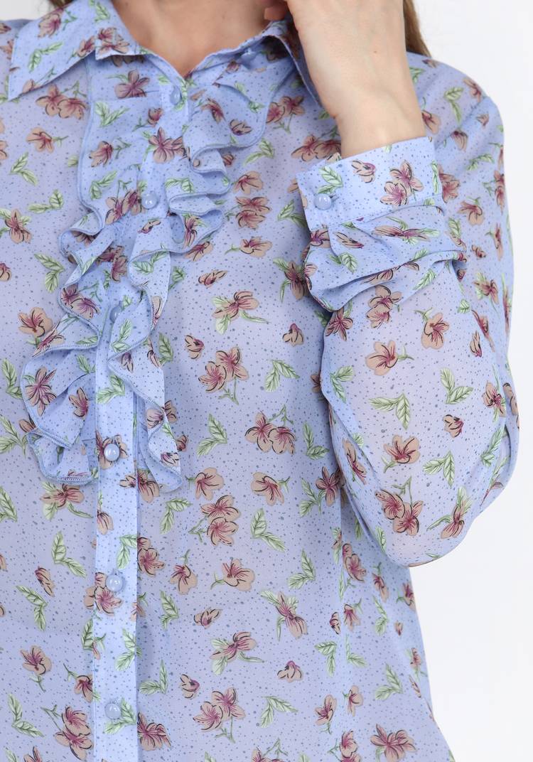 Блуза с рюшей на пуговицах шир.  750, рис. 4