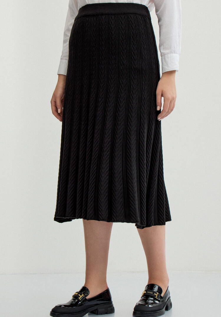 Юбка миди фактурная на широком поясе шир.  750, рис. 16