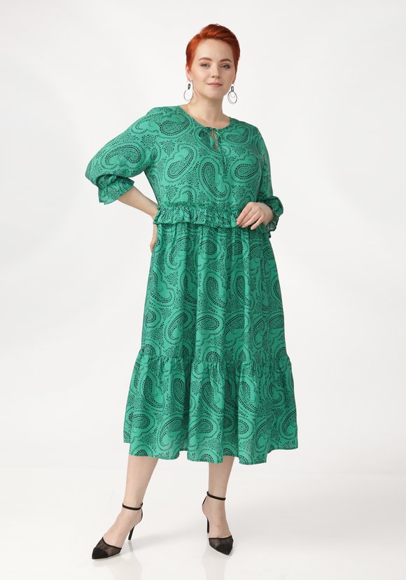 Платье принтованное с воланами шир.  580, рис. 5