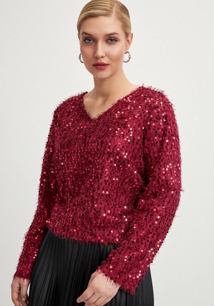 Джемпер с объемным ворсом и паетками шир.  750, рис. 7