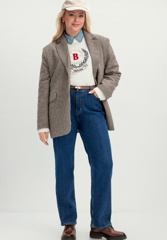 Джинсы прямые с принтом на кармане шир.  580, рис. 4