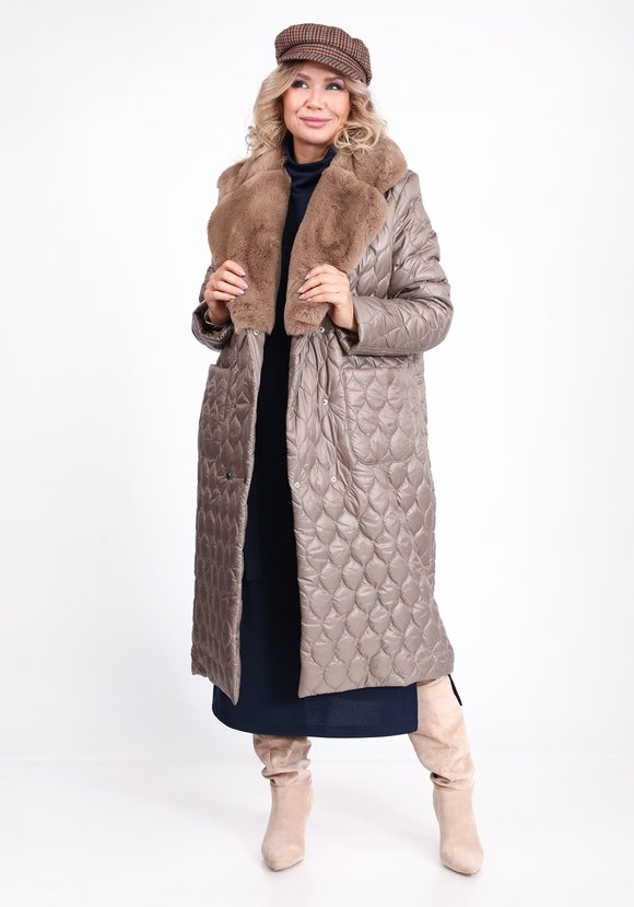 Пальто стеганое с меховым воротником шир.  580, рис. 10