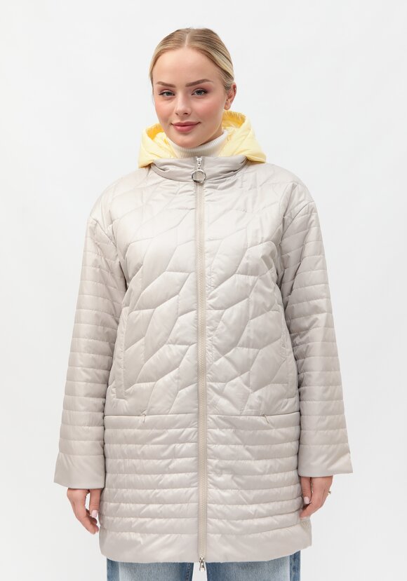 Куртка стеганая с контрастным капюшоном шир.  580, рис. 4