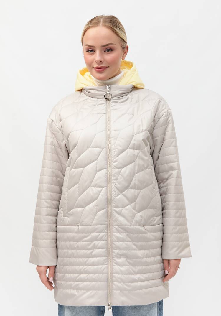 Куртка стеганая с контрастным капюшоном шир.  750, рис. 4