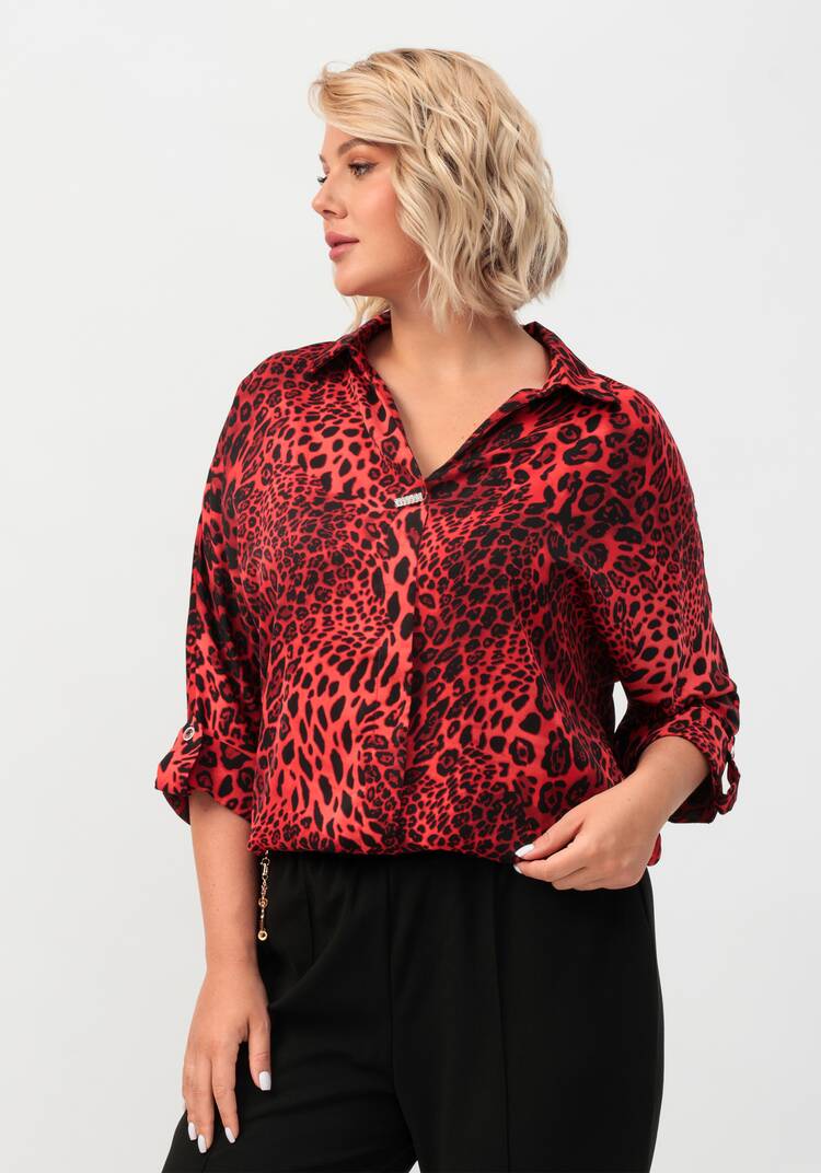 Блуза с патами на рукавах и брошью шир.  750, рис. 42