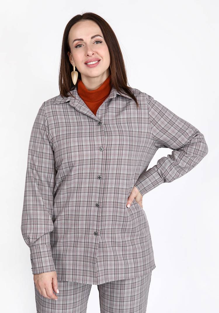 Рубашка прямого силуэта в клетку шир.  750, рис. 5