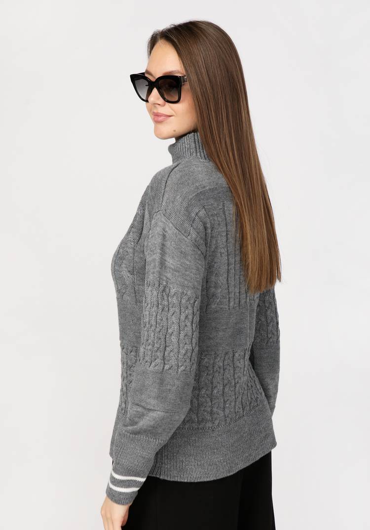 Свитер женский с эффектом структурных кос шир.  750, рис. 3