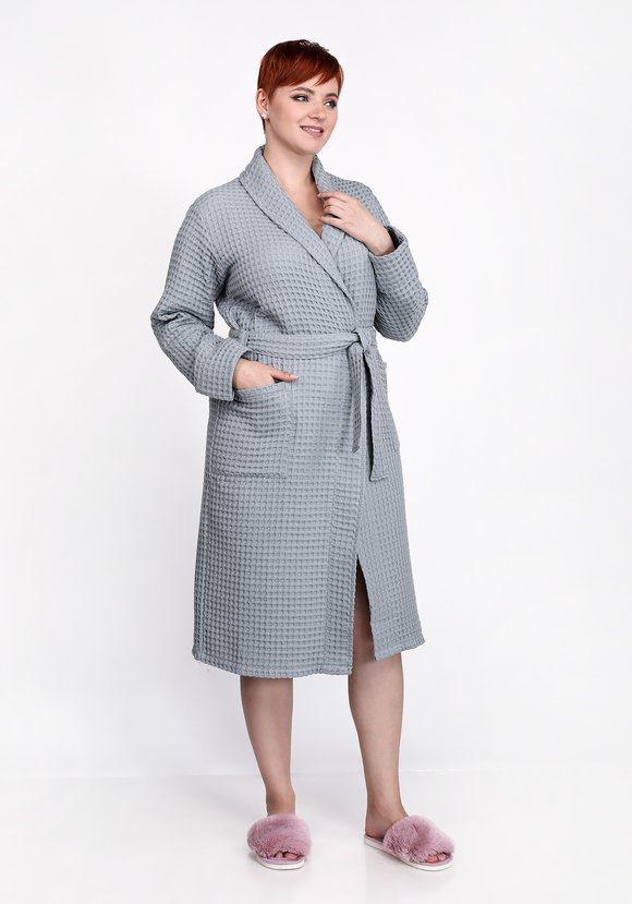 Халат вафельный в крупную клетку шир.  580, рис. 7