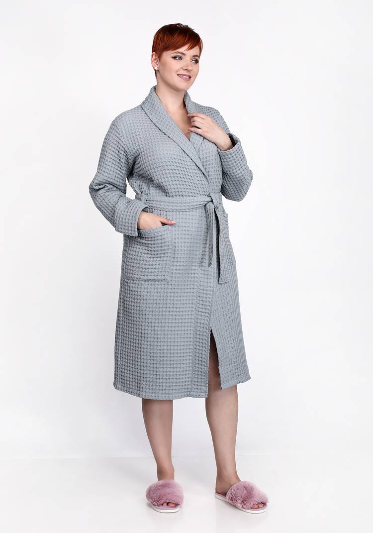 Халат вафельный в крупную клетку шир.  750, рис. 7