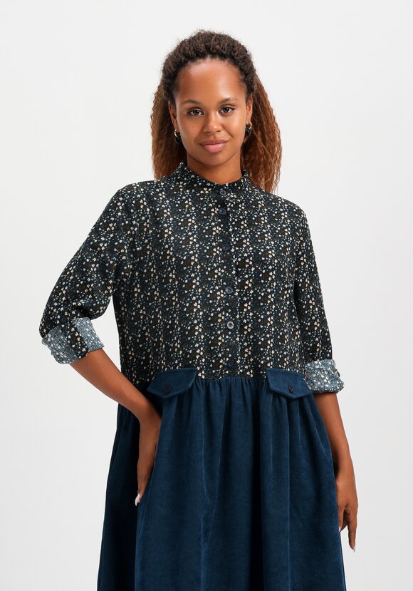 Платье комбинированное с воротником-стойкой шир.  580, рис. 2