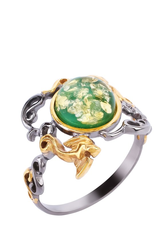 Кольцо серебряное Янтарный восторг шир.  580, рис. 1