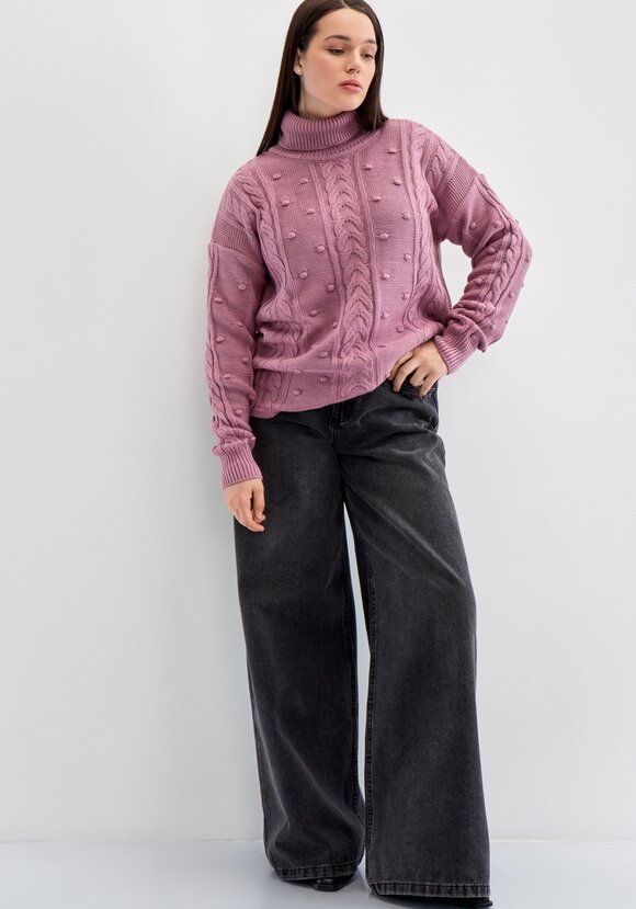 Джемпер с высокой горловиной и косами шир.  580, рис. 10