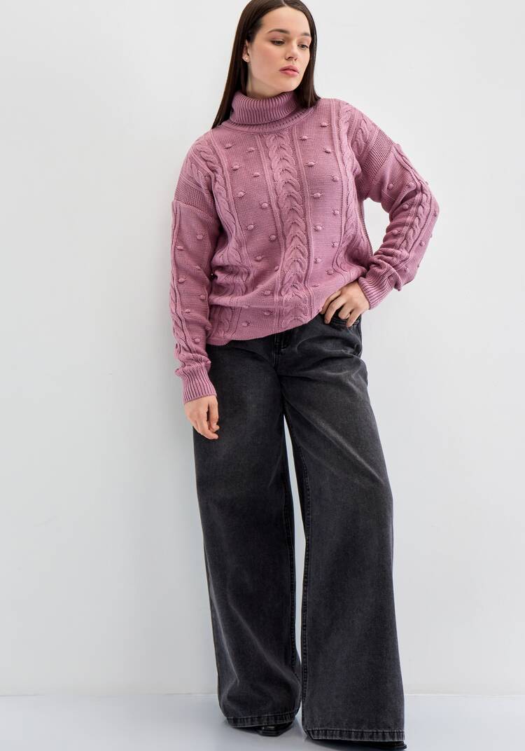 Джемпер с высокой горловиной и косами шир.  750, рис. 10