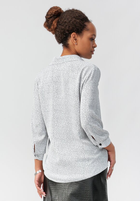 Блуза в горох с декоративными пуговицами шир.  580, рис. 3