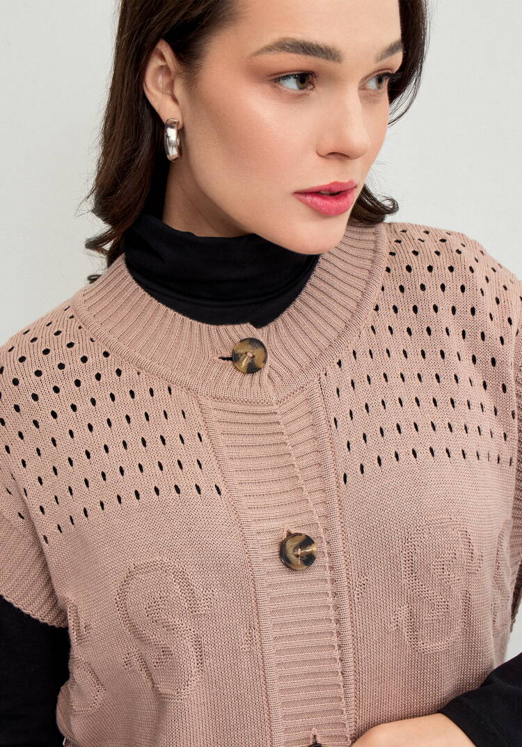 Жилет ажурный с карманами шир.  750, рис. 5