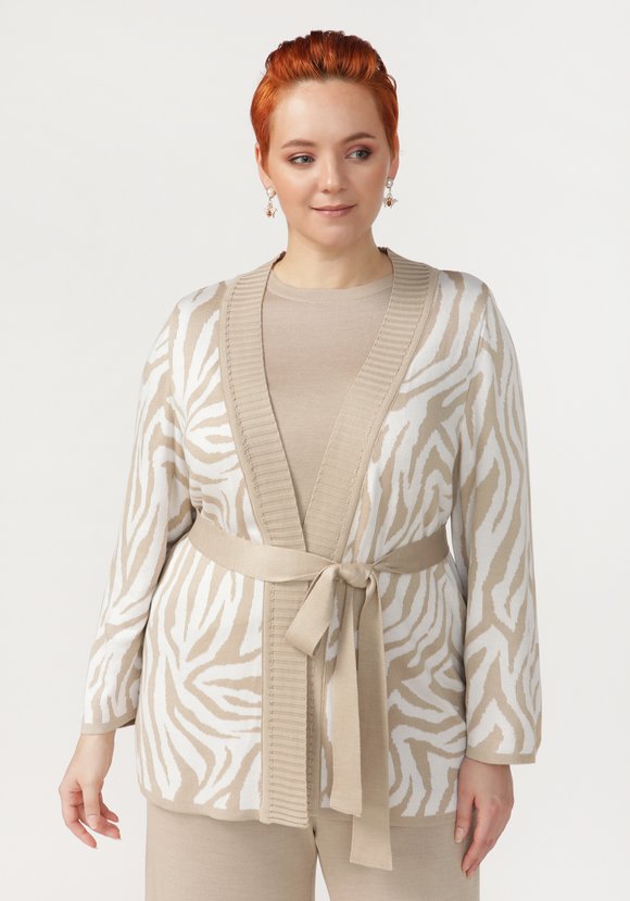 Кардиган с анималистическим рисунком и поясом шир.  580, рис. 2