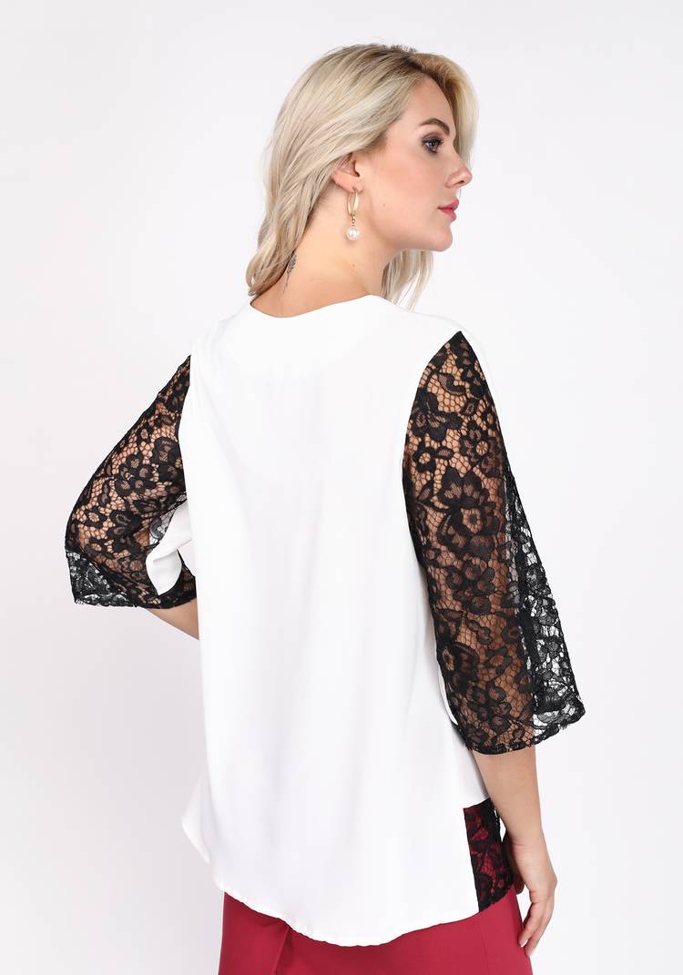 Блуза с отделкой из кружева и рукавом 3/4 шир.  750, рис. 9