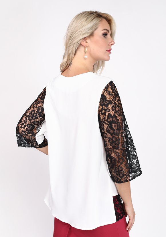 Блуза с отделкой из кружева и рукавом 3/4 шир.  580, рис. 9