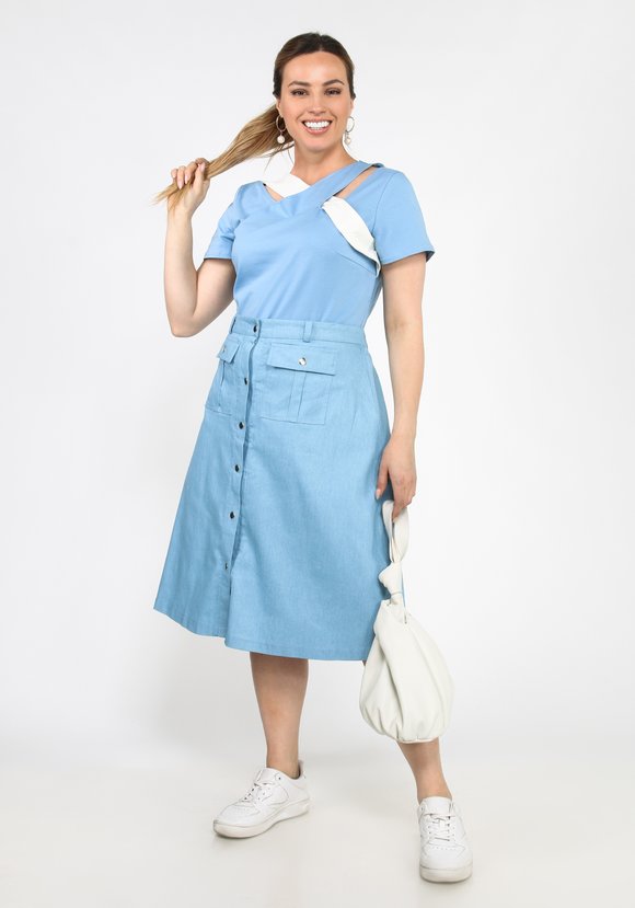 Юбка джинсовая с карманами шир.  580, рис. 3