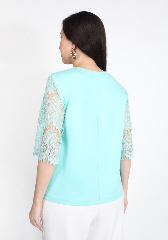 Топ-блуза с кружевным рукавом шир.  580, рис. 7