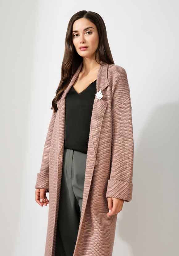 Пальто женское структурной вязки шир.  580, рис. 6