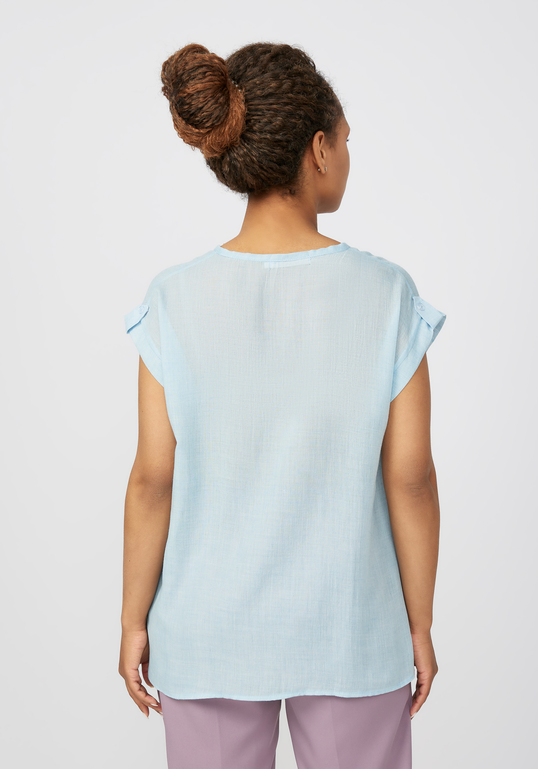 Блуза с коротким рукавом "Жасмин" Simple Story, цвет голубой, размер 50 - фото 8