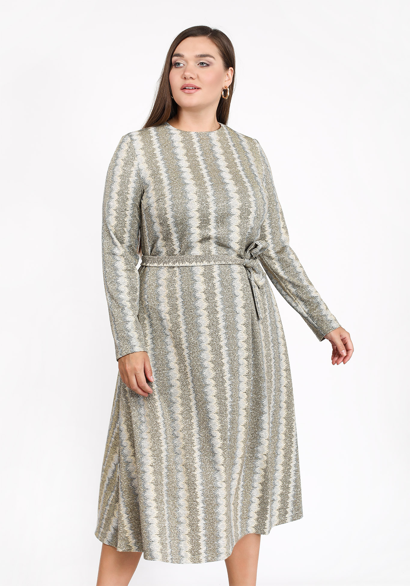 Платье трикотажное с блеском Polina Romanova, размер 52, цвет бордово-коричневый - фото 8