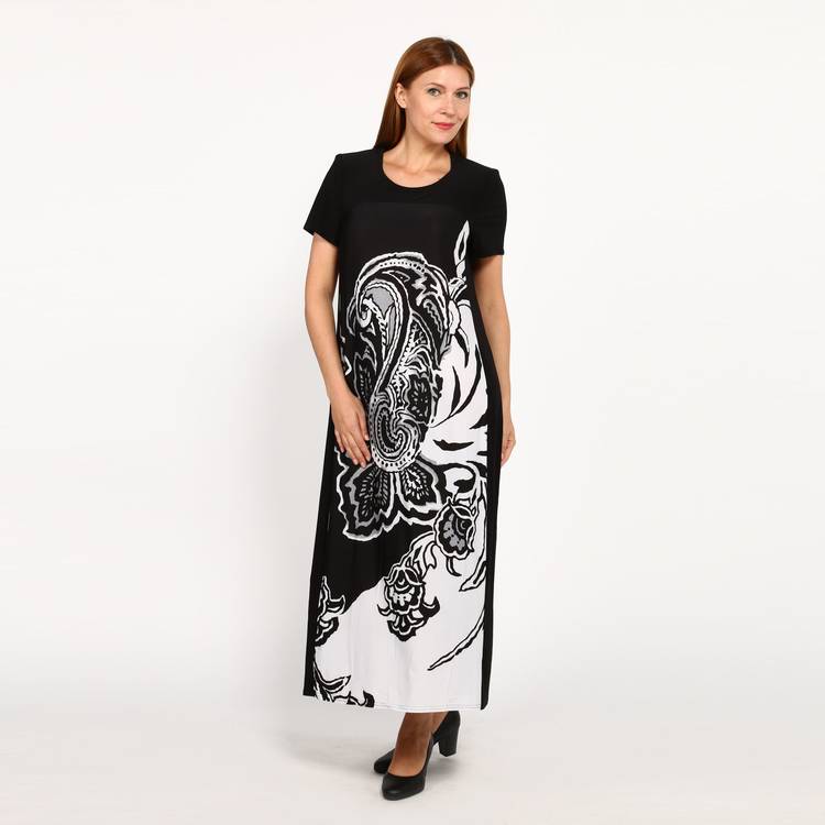 Платье-макси из комбинированной ткани шир.  750, рис. 2