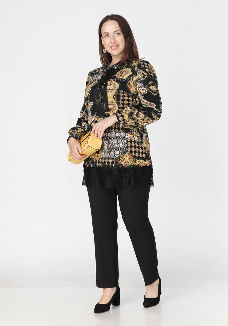 Туника с геометрическим принтом и кружевом шир.  750, рис. 3