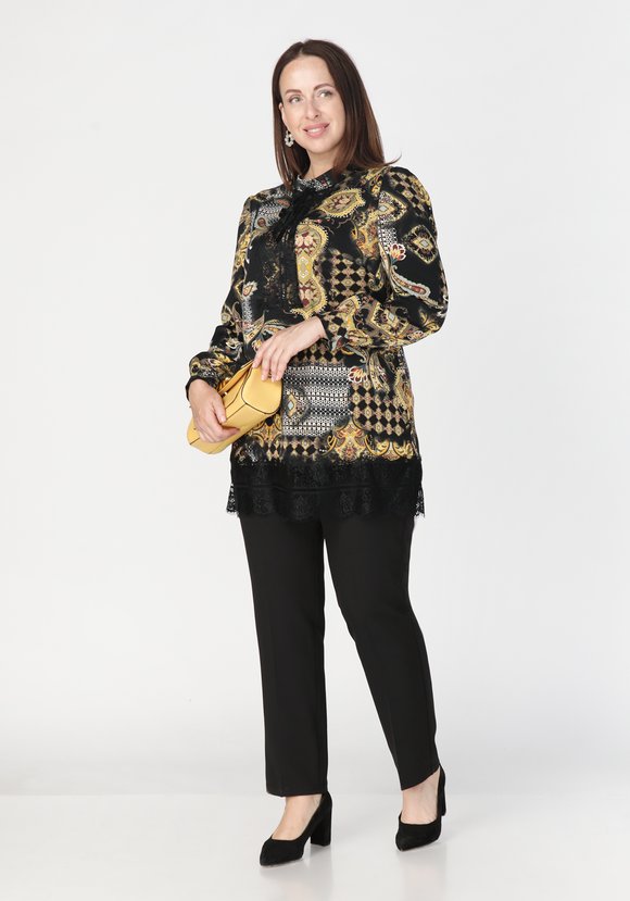Туника с геометрическим принтом и кружевом шир.  580, рис. 3