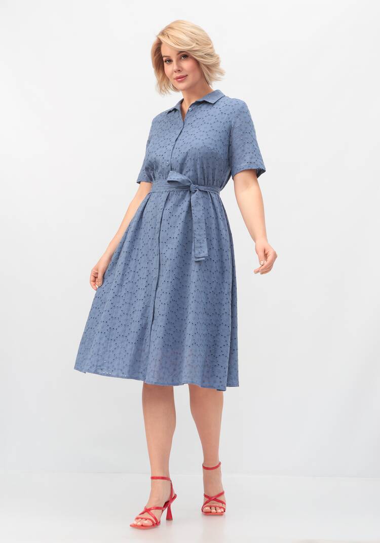 Платье из хлопка с поясом шир.  750, рис. 48