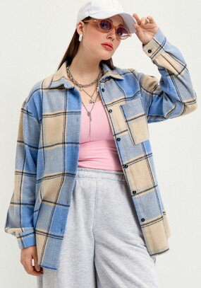 Рубашка в клетку с накладным карманом