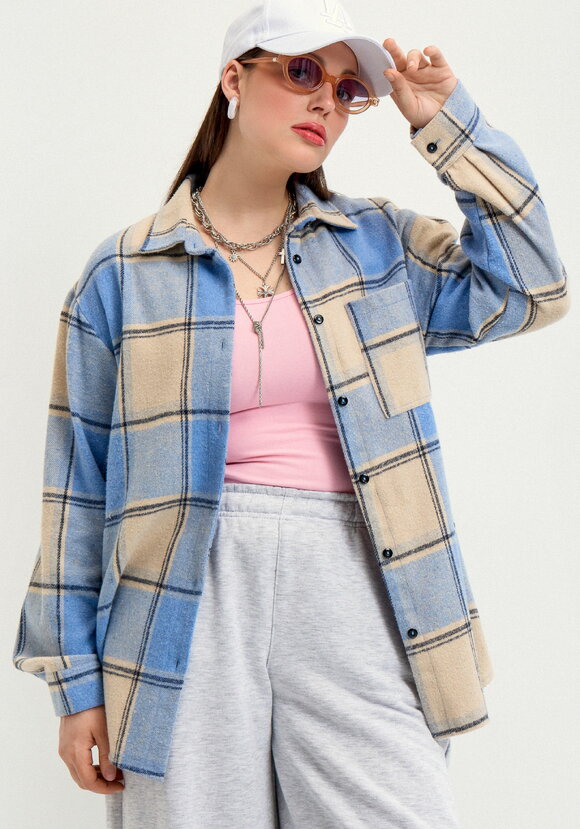 Рубашка в клетку с накладным карманом шир.  580, рис. 33