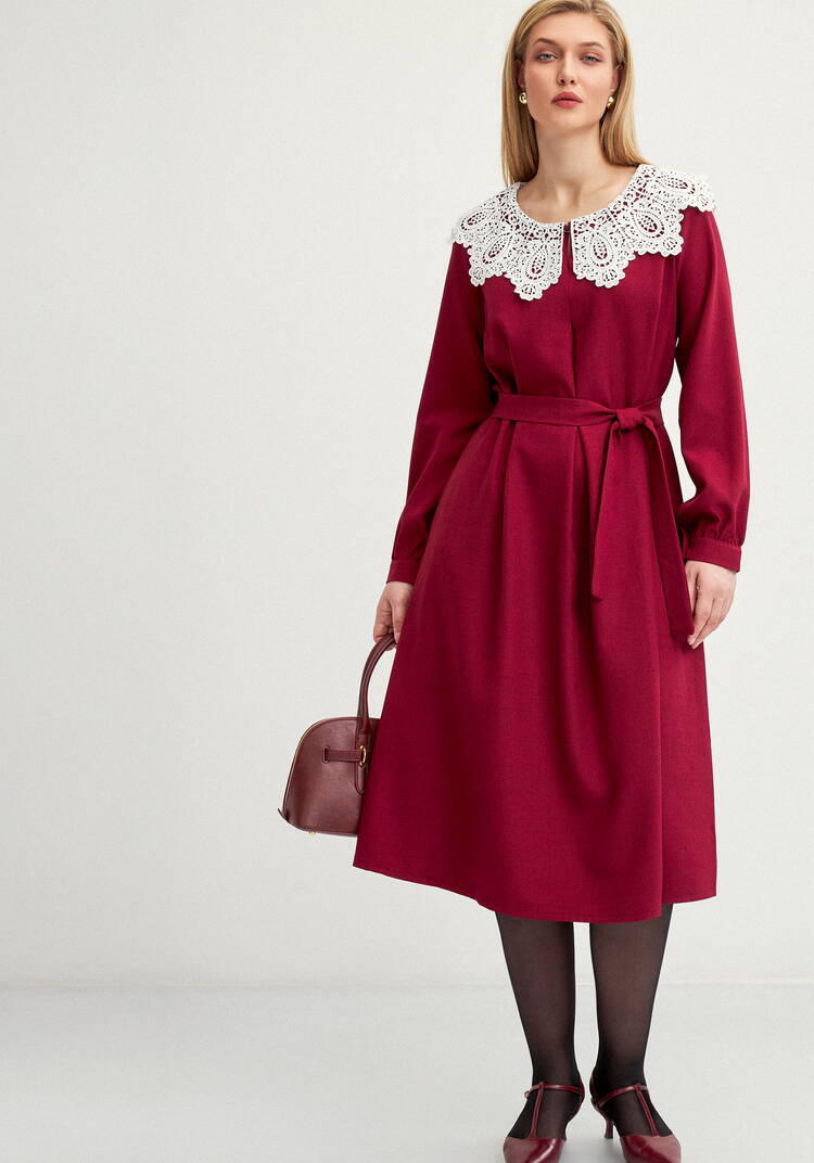 Платье свободного кроя с кружевным воротником шир.  750, рис. 9