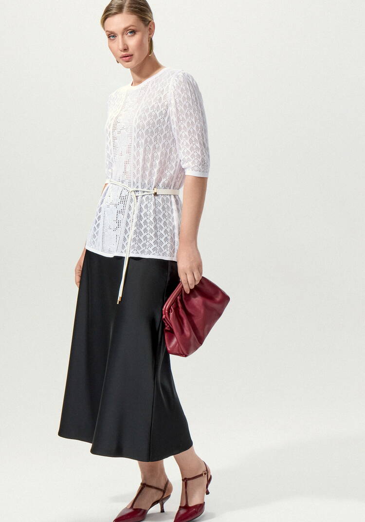 Джемпер с ажурным рисунком и защипами шир.  750, рис. 37