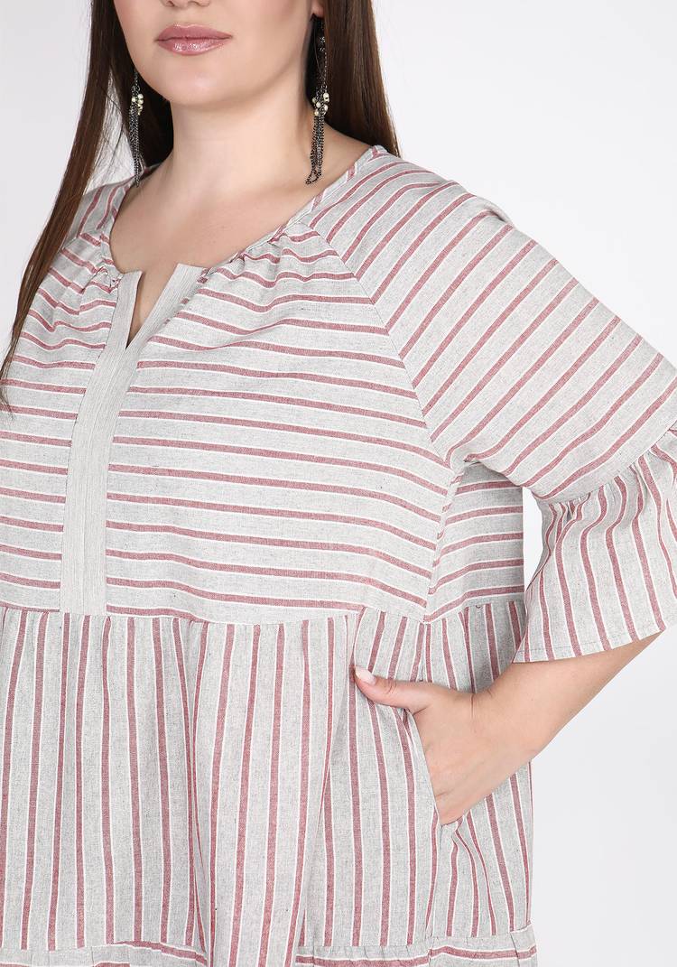 Платье в полоску с воланами шир.  750, рис. 8