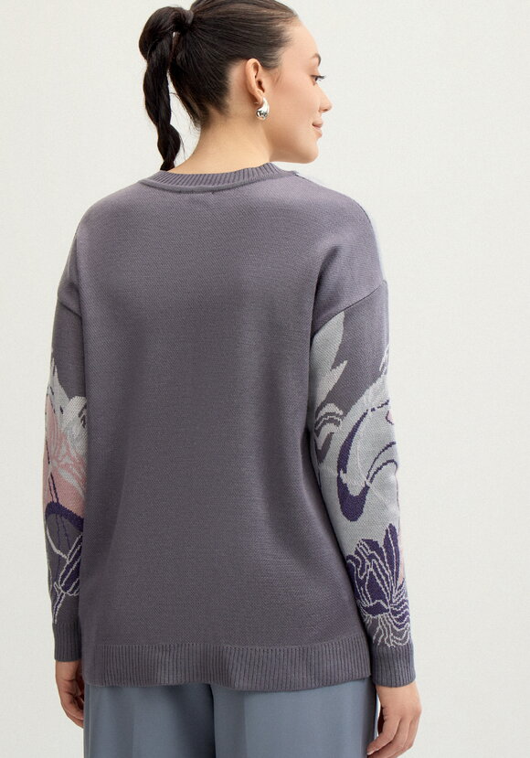 Джемпер с цветочно-абстрактным принтом шир.  580, рис. 15