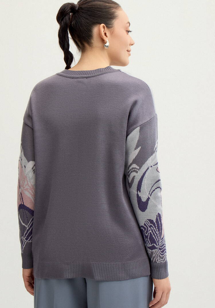 Джемпер с цветочно-абстрактным принтом шир.  750, рис. 15