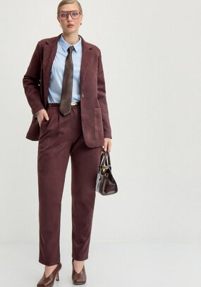 Брюки замшевые, прямые с комфортным поясом