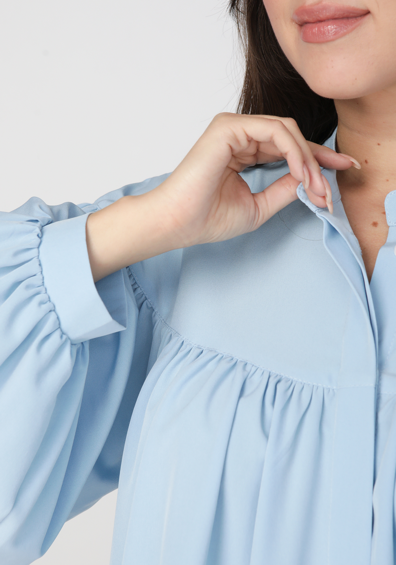 Блуза на супатной застежке с широким рукавом VeraVo, размер 50, цвет голубой - фото 8