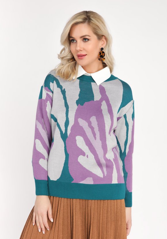 Джемпер прямого кроя с абстрактным рисунком шир.  580, рис. 5
