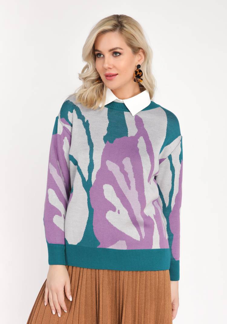 Джемпер прямого кроя с абстрактным рисунком шир.  750, рис. 5