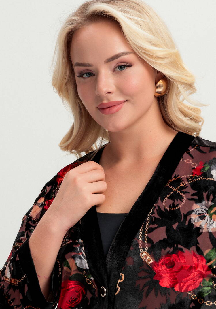 Кардиган из бархата с цветочным принтом шир.  750, рис. 12