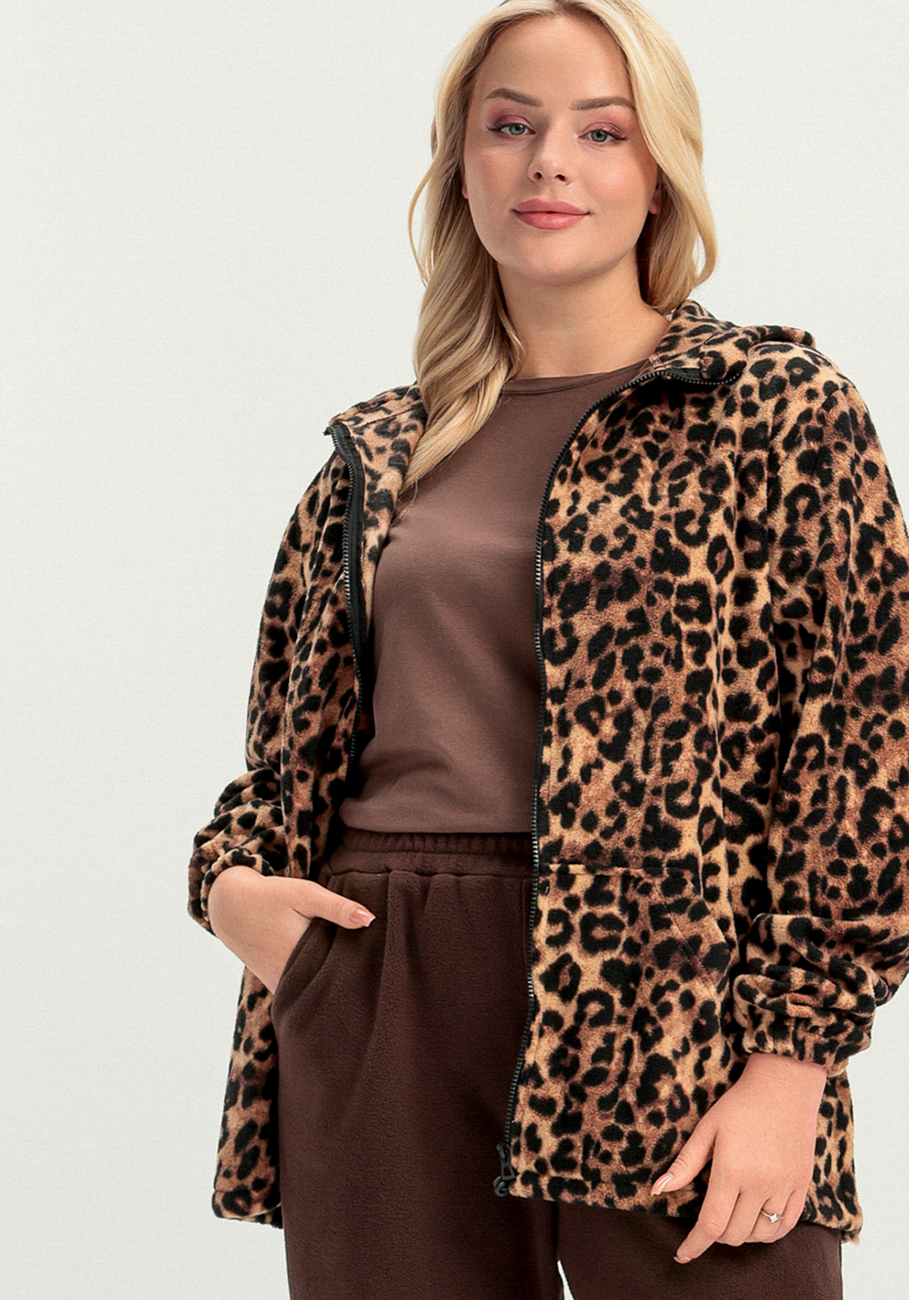 

Толстовка из флиса с анималистичным принтом, Белый