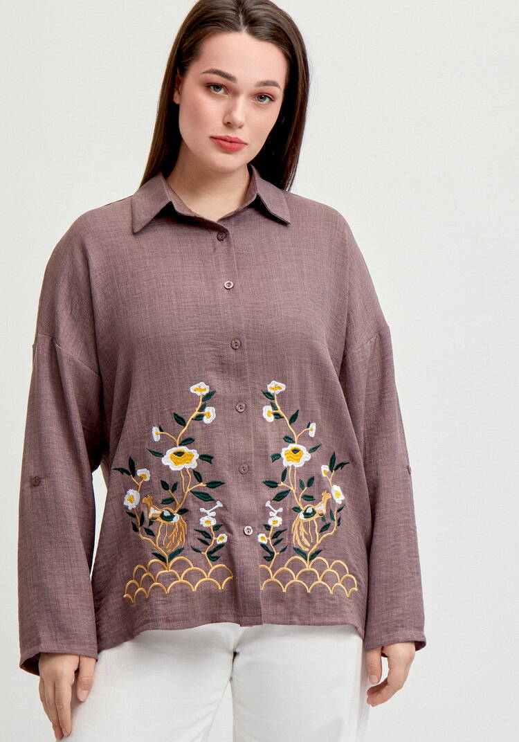 Рубашка с цветочной вышивкой по низу шир.  750, рис. 13