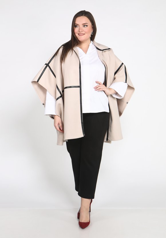 Кейп с отделкой из экокожи шир.  580, рис. 5