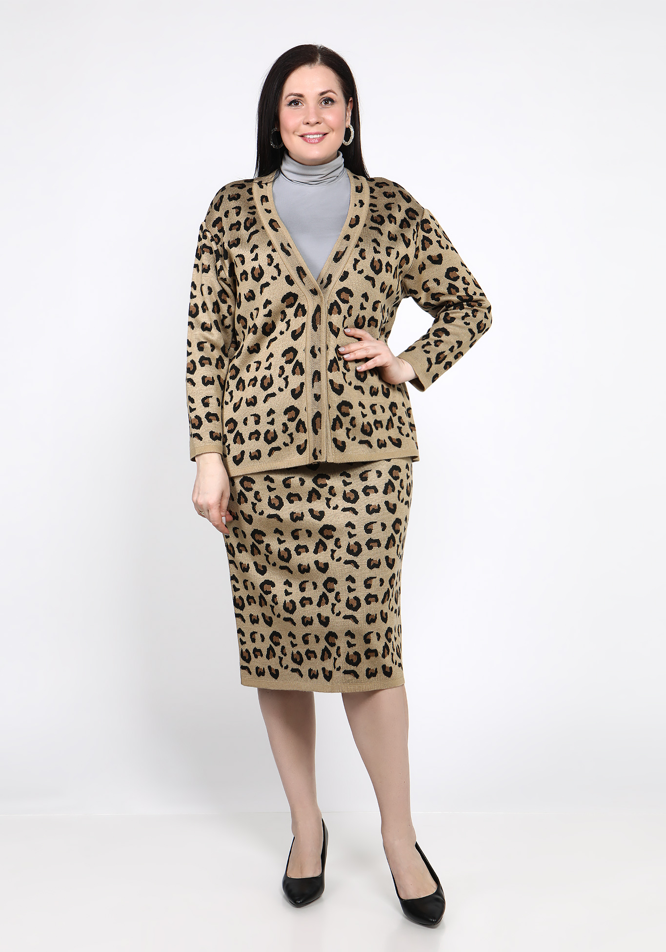 Жакет с леопардовым принтом Vivawool, размер 48, цвет молочный - фото 2