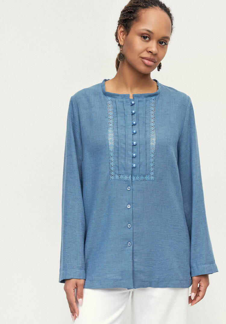 Блуза изо льна с вставками кружева шир.  750, рис. 12